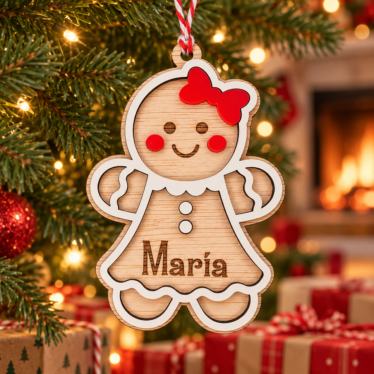 Adorno de Navidad galleta de jengibre personalizada con nombre