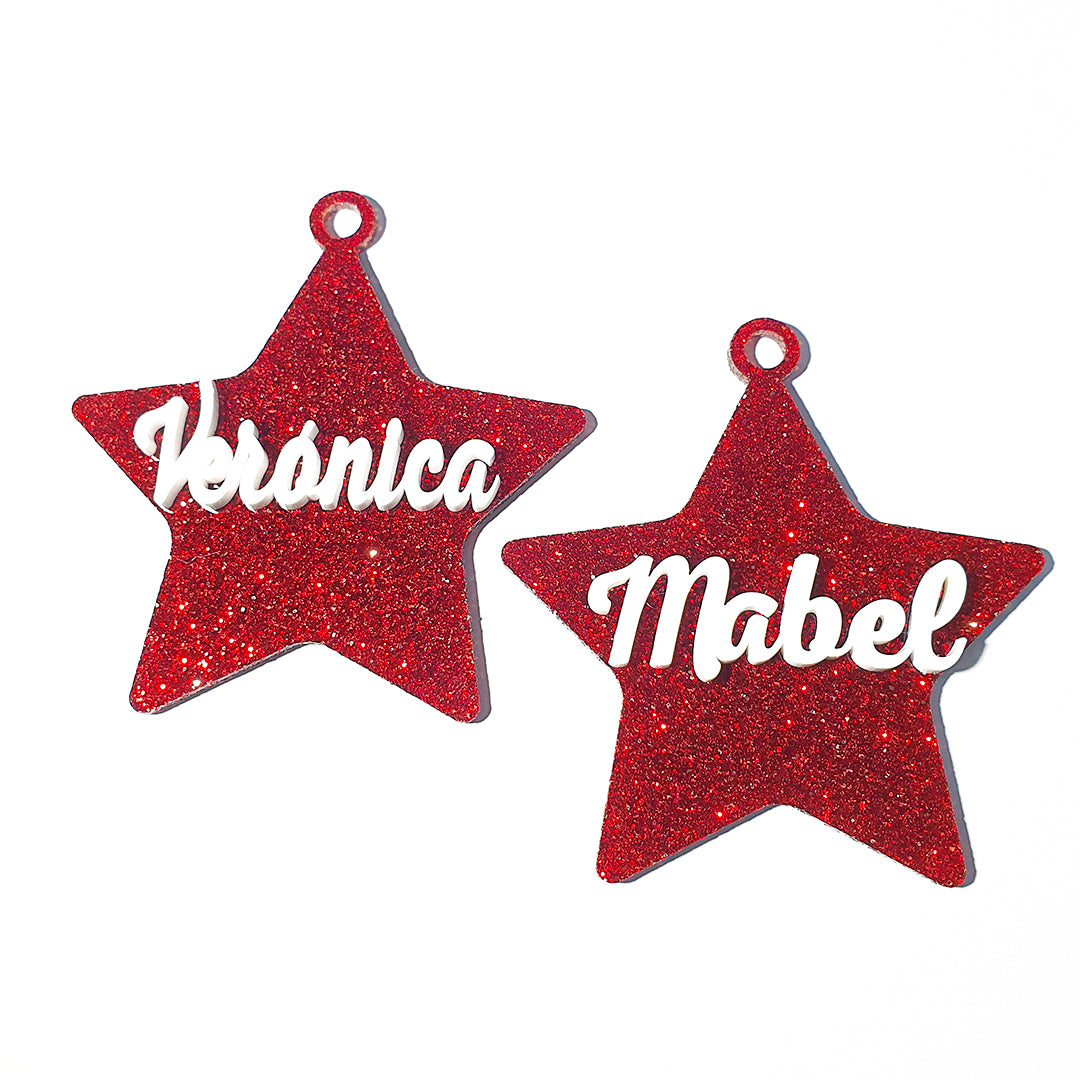 Estrella Navidad de Purpurina con Nombre