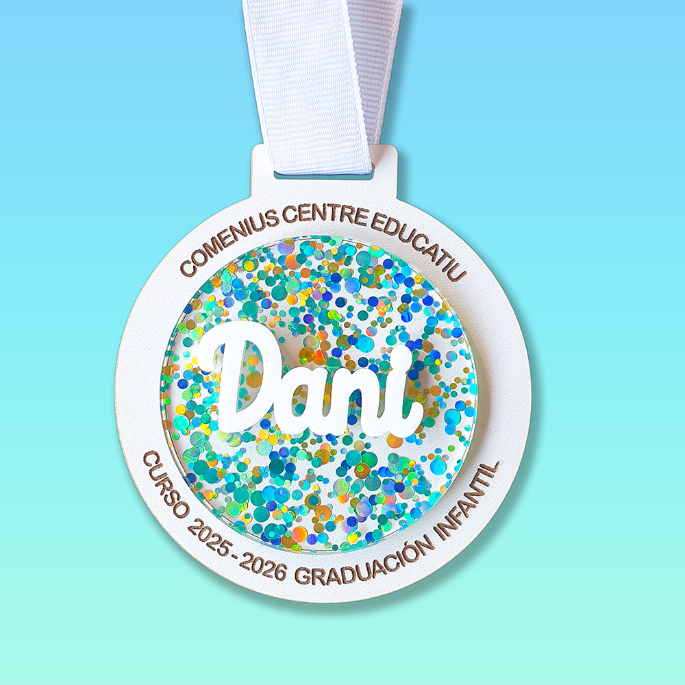 Medallas Graduación Confeti Personalizadas nombre