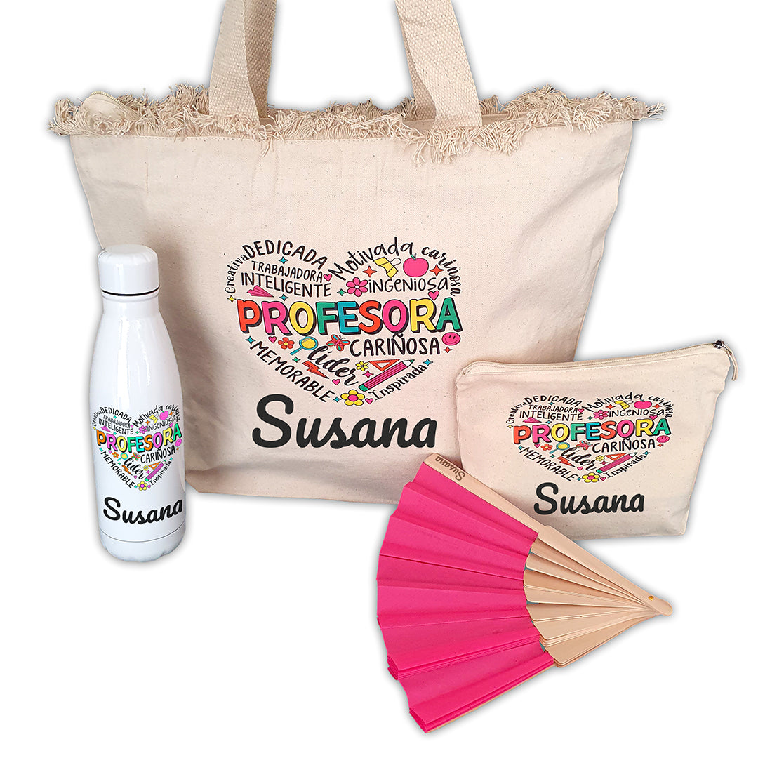 Pack Personalizado para Profesora con Nombre | Regalo de Fin de Curso Emotivo y Original