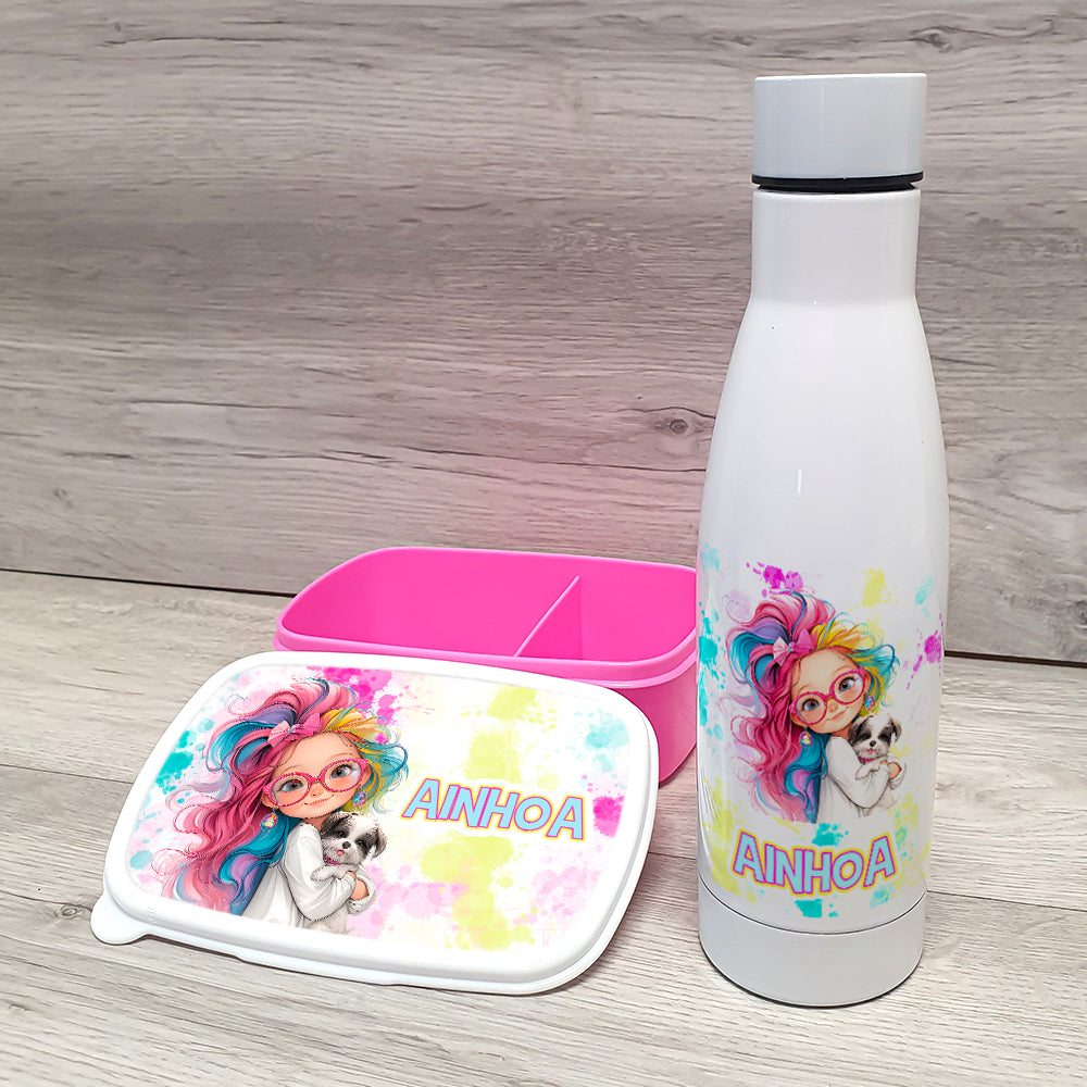 Fiambrera infantil Fucsia + Botella