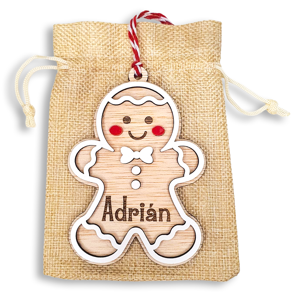 Adorno de Navidad galleta de jengibre personalizada con nombre