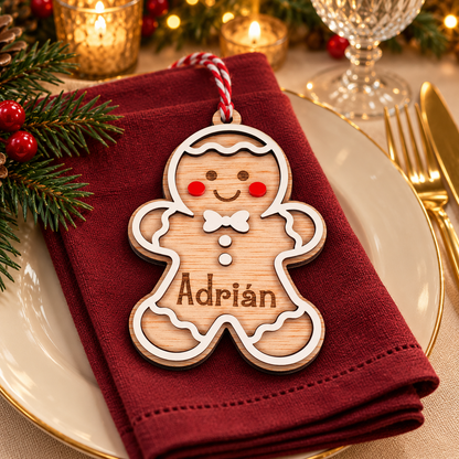Adorno de Navidad galleta de jengibre personalizada con nombre