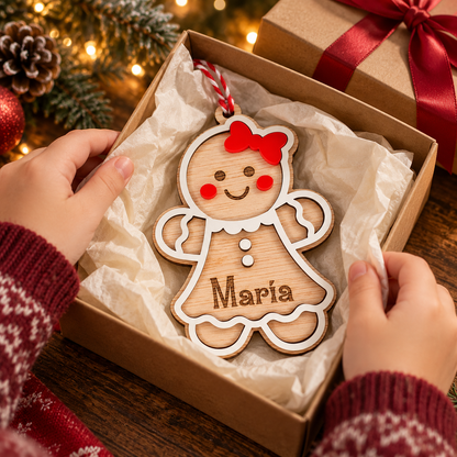 Adorno de Navidad galleta de jengibre personalizada con nombre