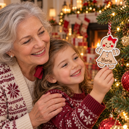 Adorno de Navidad galleta de jengibre personalizada con nombre