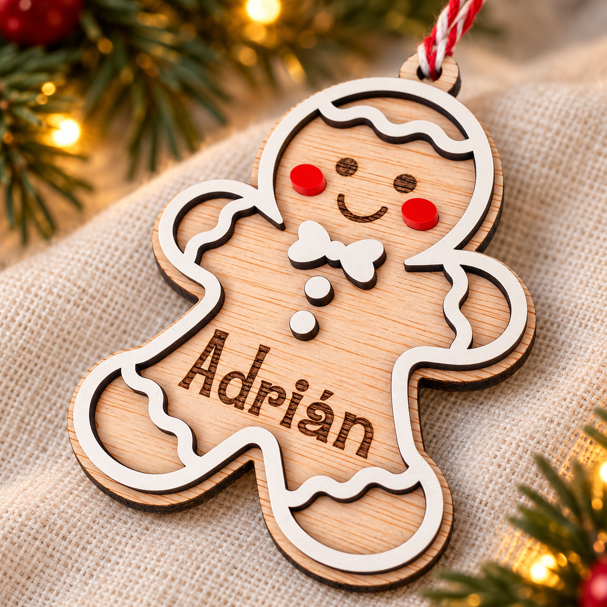 Adorno de Navidad galleta de jengibre personalizada con nombre
