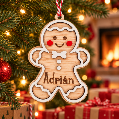 Adorno de Navidad galleta de jengibre personalizada con nombre