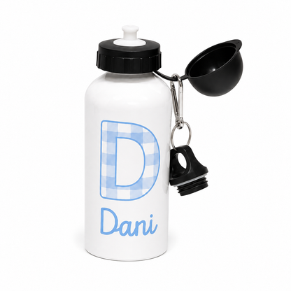 Botella infantil de aluminio personalizada con inicial y nombre, 550 ml
