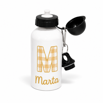 Botella infantil de aluminio personalizada con inicial y nombre, 550 ml
