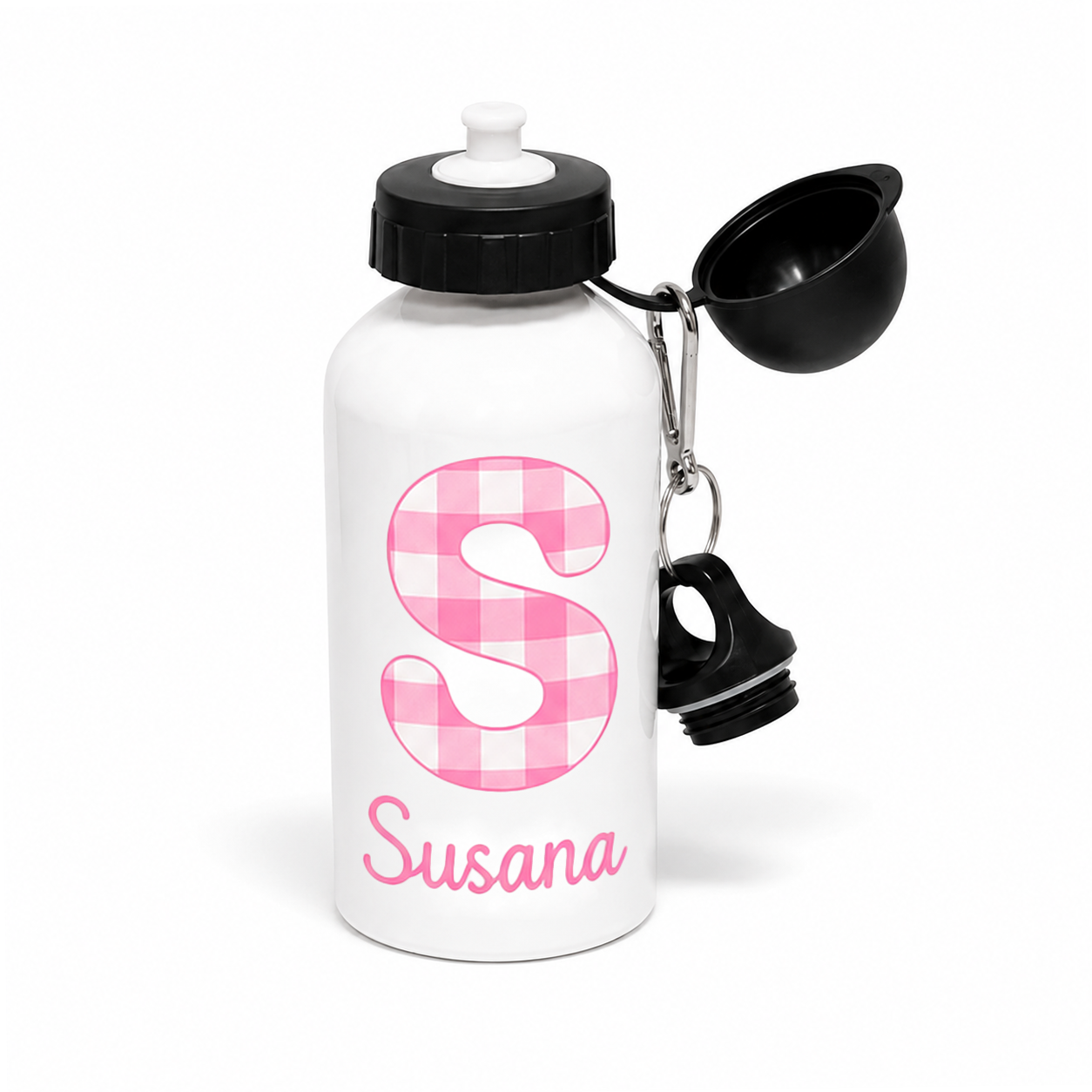 Botella infantil de aluminio personalizada con inicial y nombre, 550 ml
