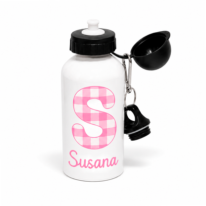 Botella infantil de aluminio personalizada con inicial y nombre, 550 ml