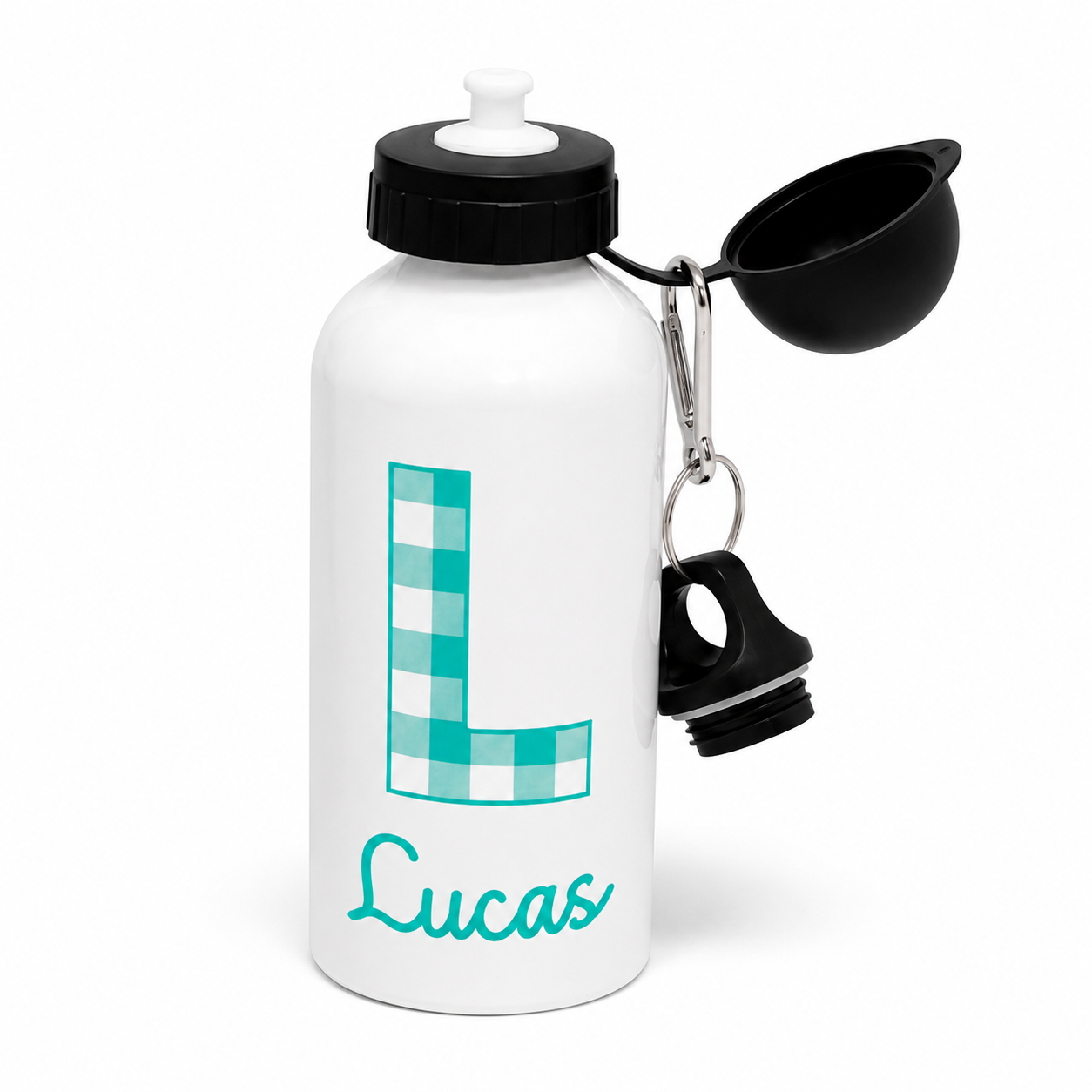 Botella infantil de aluminio personalizada con inicial y nombre, 550 ml