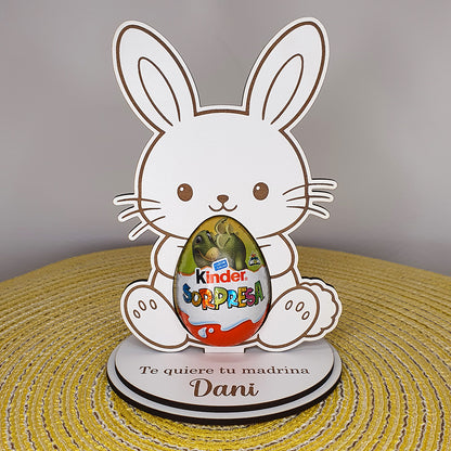 Conejo de Pascua Personalizado con Huevo Kinder | Regalo Pascua