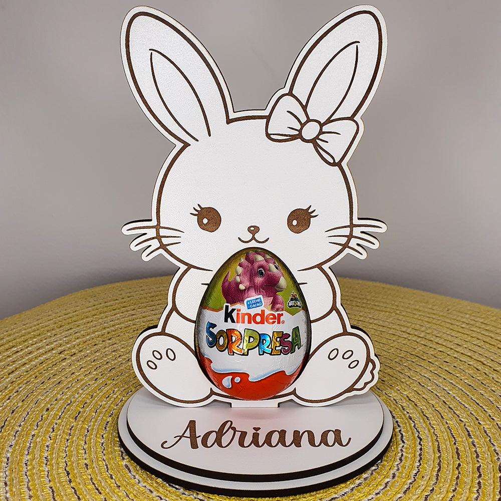 Conejo de Pascua Personalizado con Huevo Kinder | Regalo Pascua