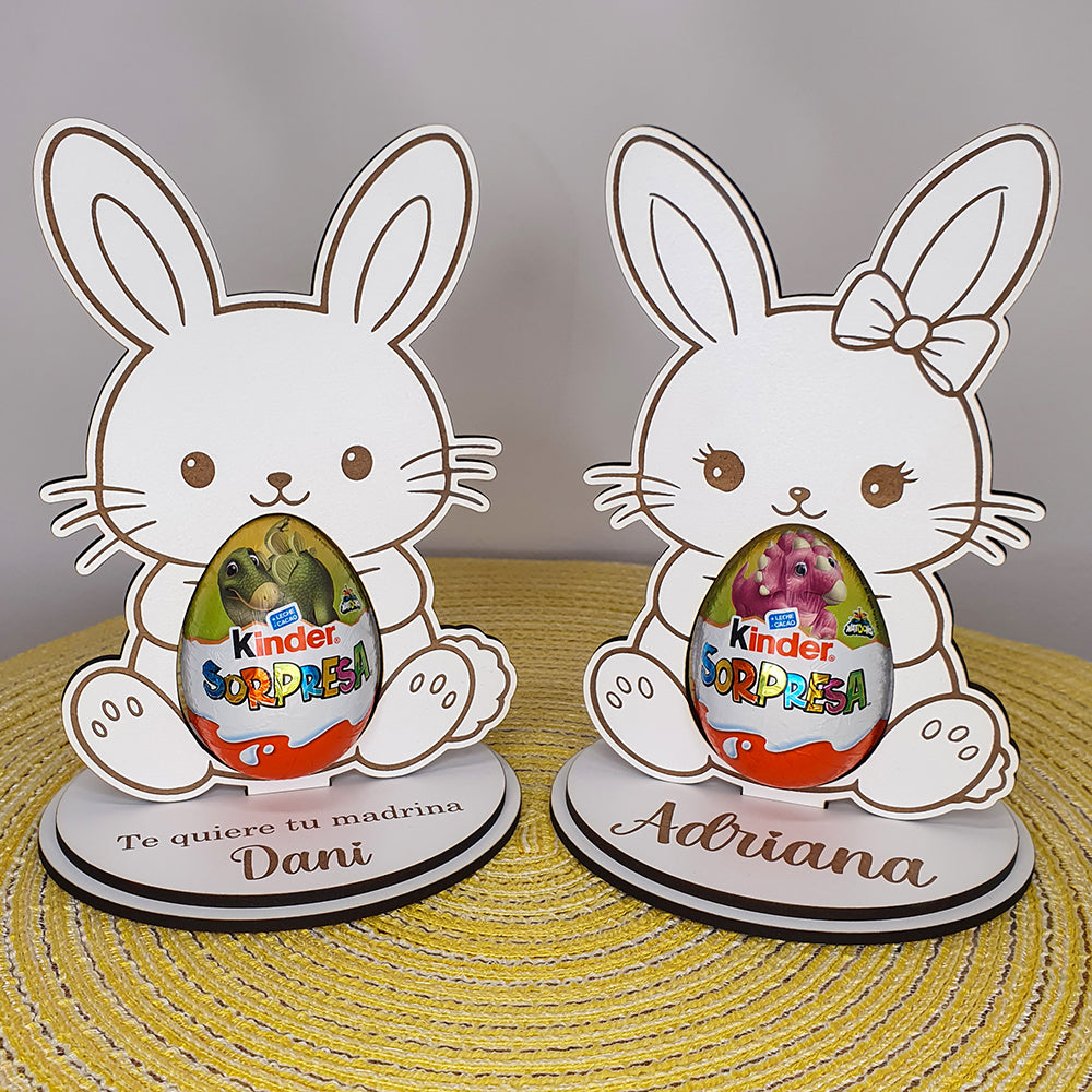 Conejo de Pascua Personalizado con Huevo Kinder | Regalo Pascua