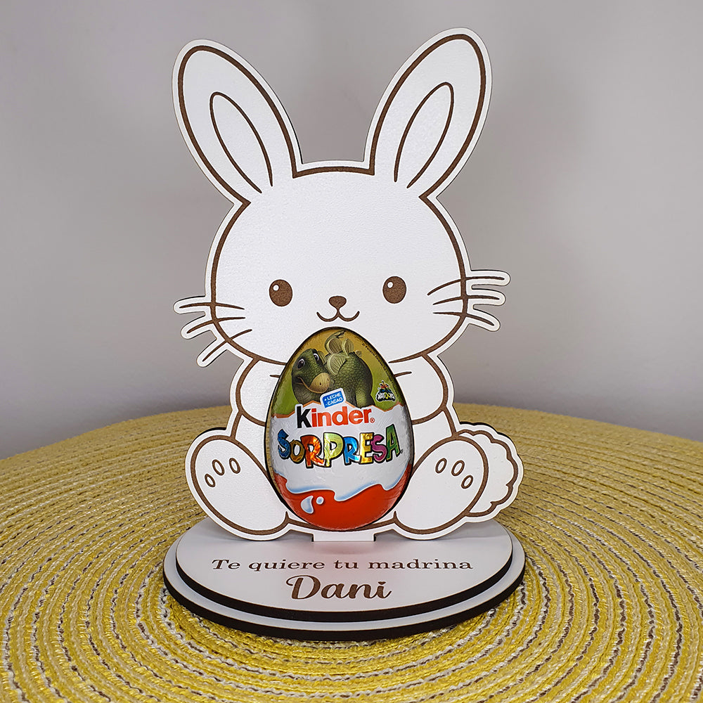 Conejo de Pascua Personalizado con Huevo Kinder | Regalo Pascua