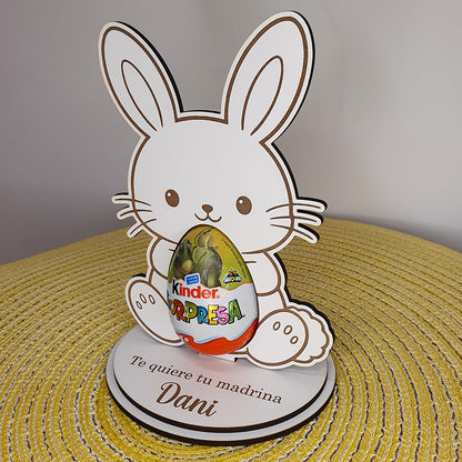 Conejo de Pascua Personalizado con Huevo Kinder | Regalo Pascua