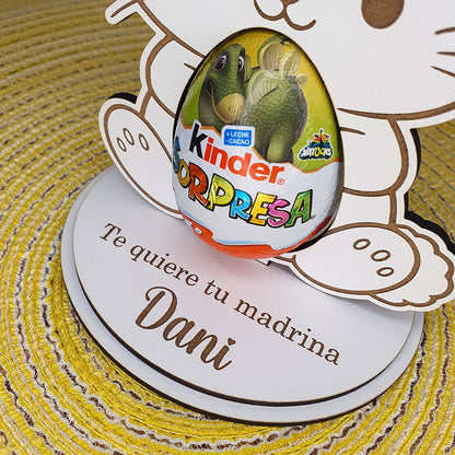 Conejo de Pascua Personalizado con Huevo Kinder | Regalo Pascua