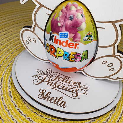 Conejo de Pascua Personalizado con Huevo Kinder | Regalo Pascua