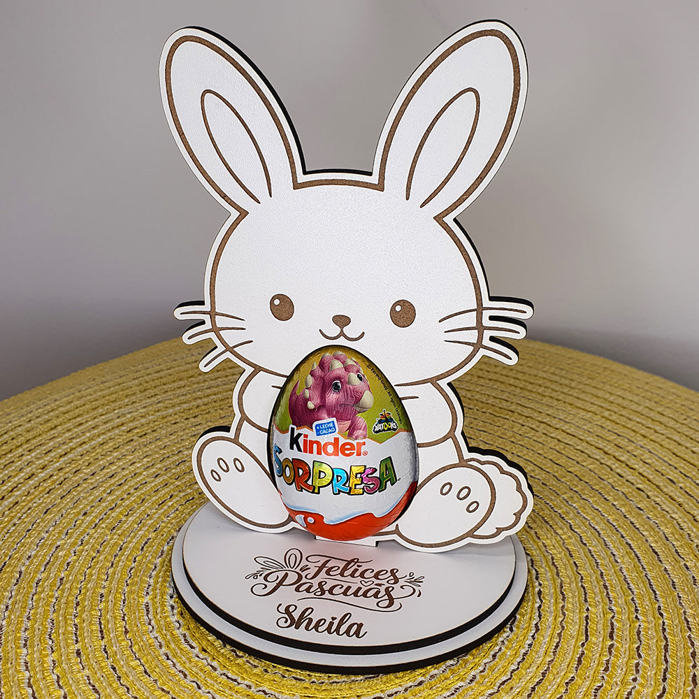 Conejo de Pascua Personalizado con Huevo Kinder | Regalo Pascua