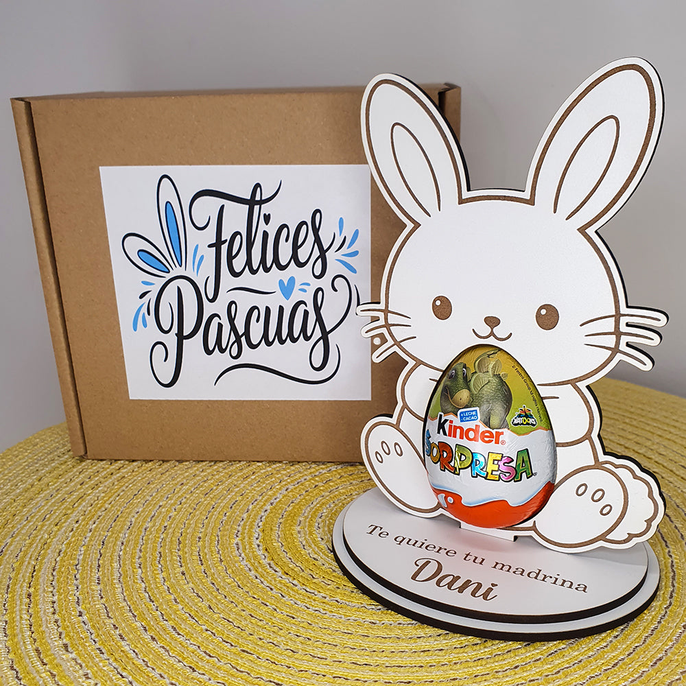 Conejo de Pascua Personalizado con Huevo Kinder | Regalo Pascua
