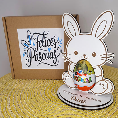 Conejo de Pascua Personalizado con Huevo Kinder | Regalo Pascua