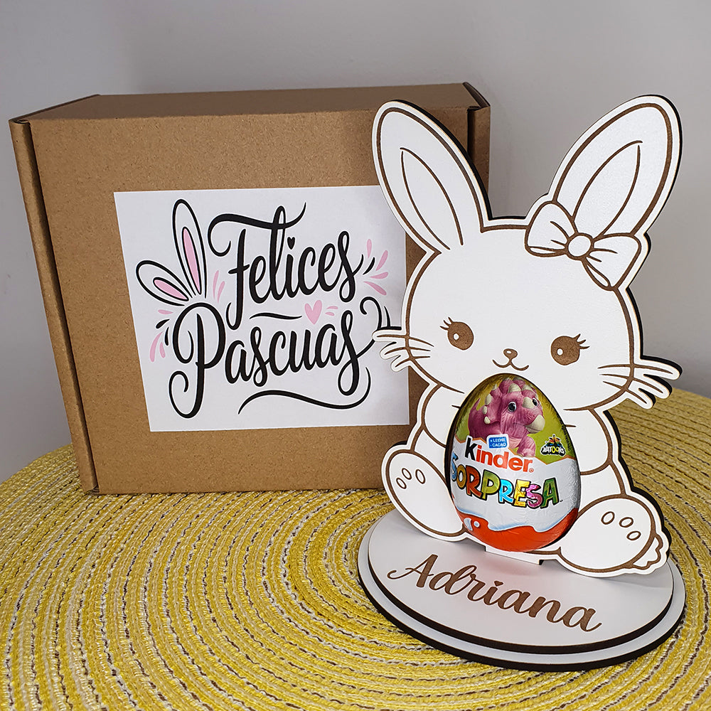 Conejo de Pascua Personalizado con Huevo Kinder | Regalo Pascua