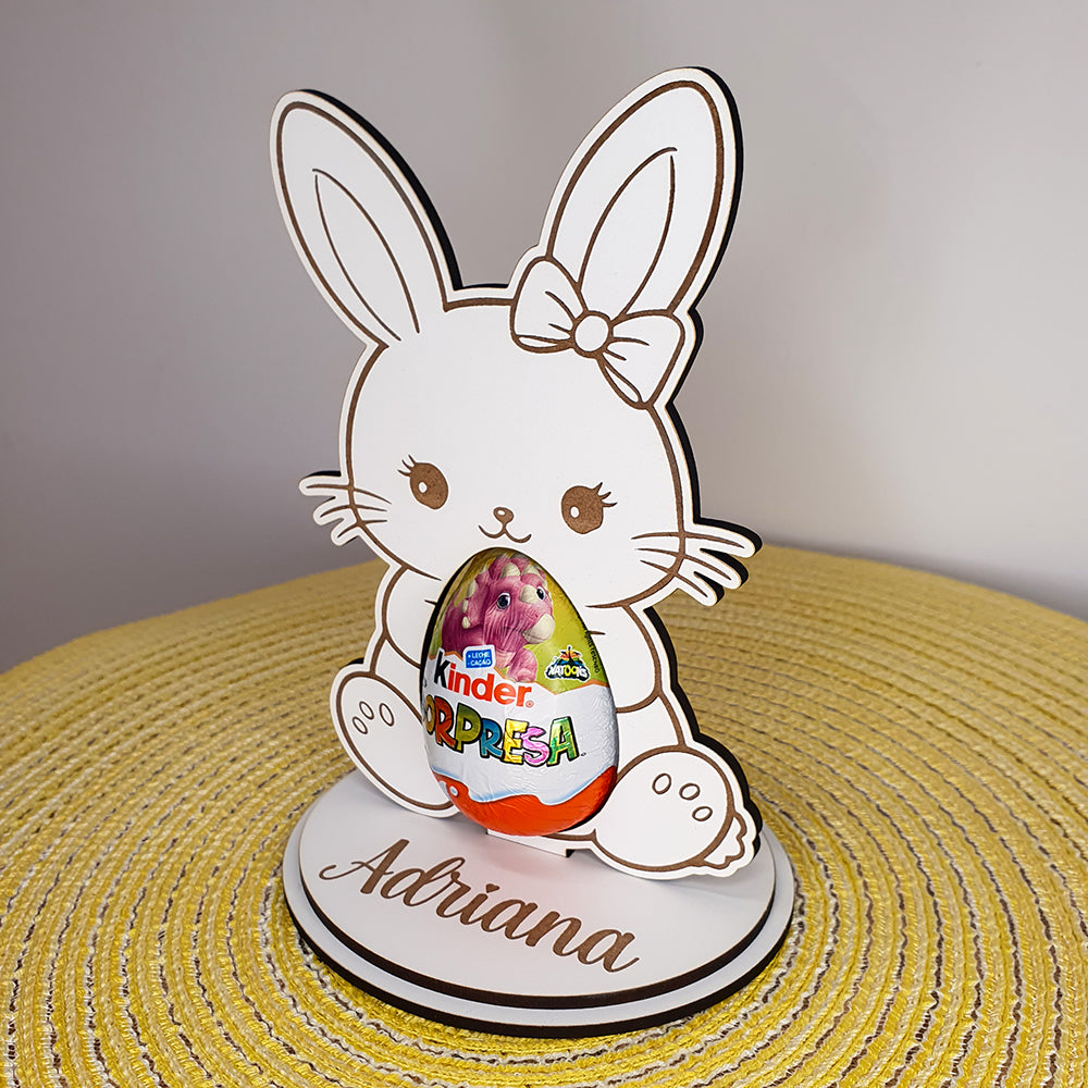 Conejo de Pascua Personalizado con Huevo Kinder | Regalo Pascua
