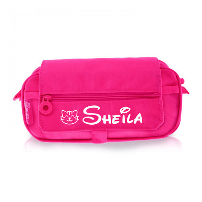 Estuche Escolar Triple Fucsia