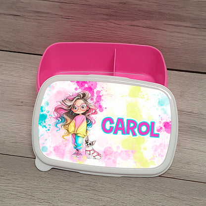 Fiambrera infantil personalizada Fucsia 2 compartimentos