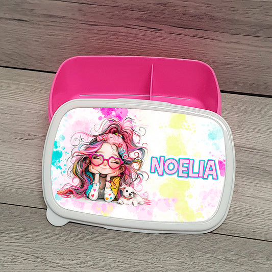 Fiambrera infantil personalizada Fucsia 2 compartimentos