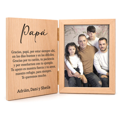 Marco madera foto libro personalizado Papá