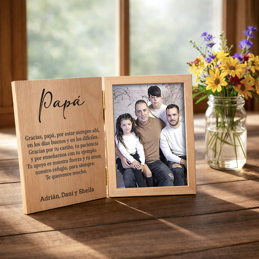 Marco madera foto libro personalizado Papá