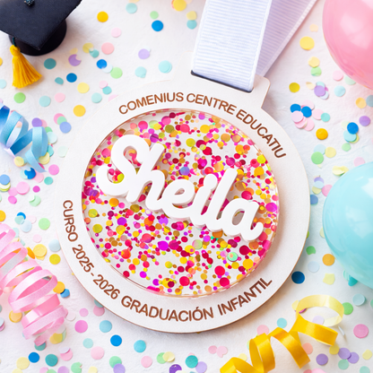 Medallas Graduación Confeti Personalizadas nombre