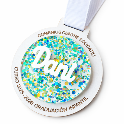 Medallas Graduación Confeti Personalizadas nombre