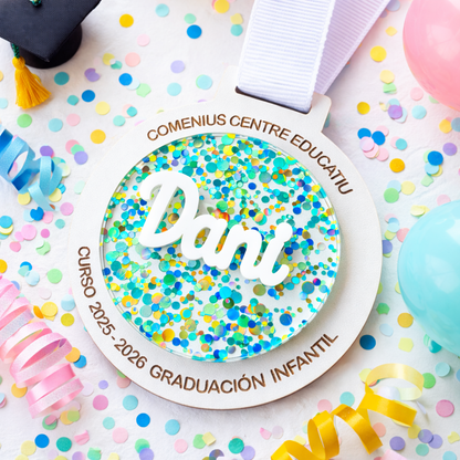Medallas Graduación Confeti Personalizadas nombre