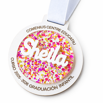 Medallas Graduación Confeti Personalizadas nombre