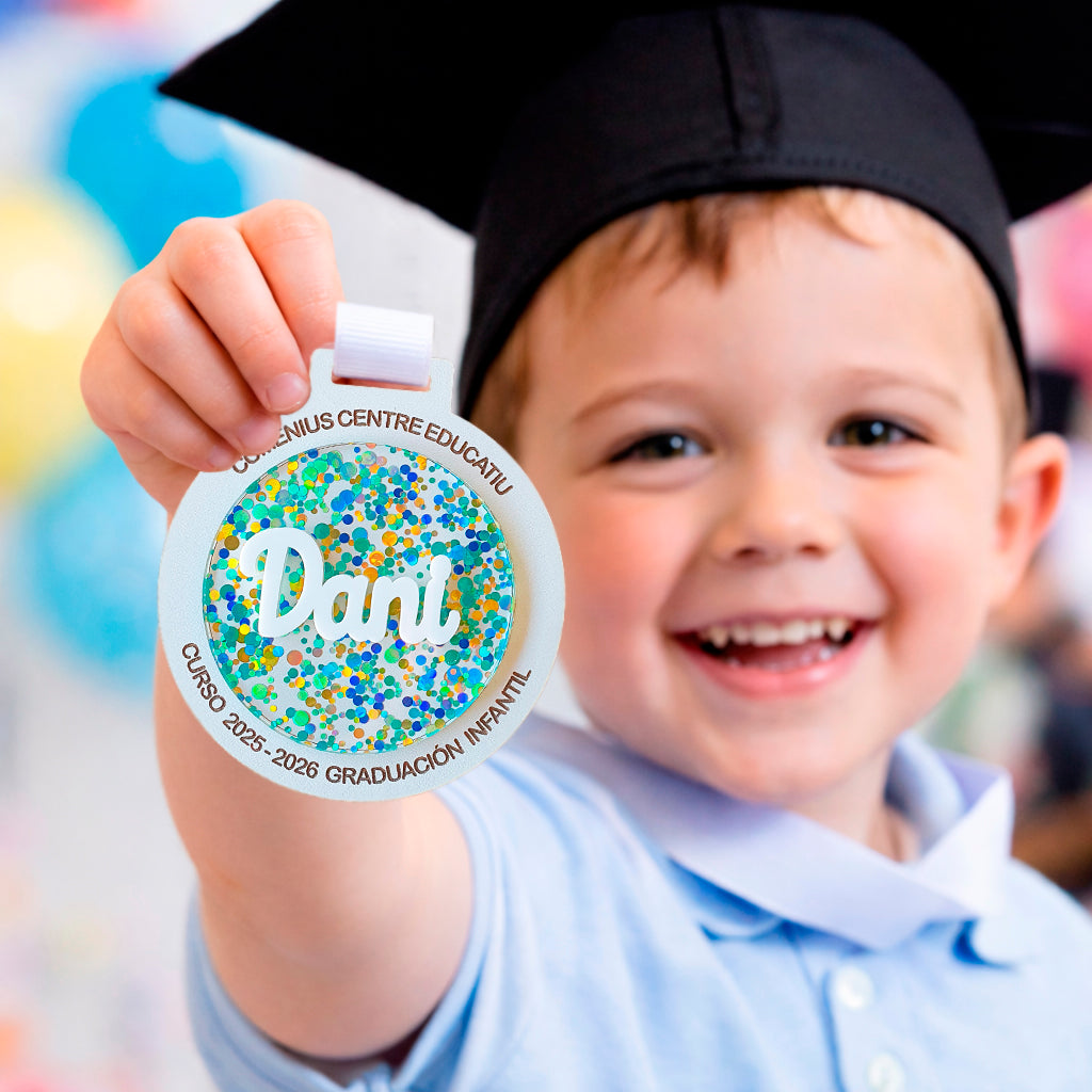 Medallas Graduación Confeti Personalizadas nombre