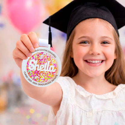 Medallas Graduación Confeti Personalizadas nombre
