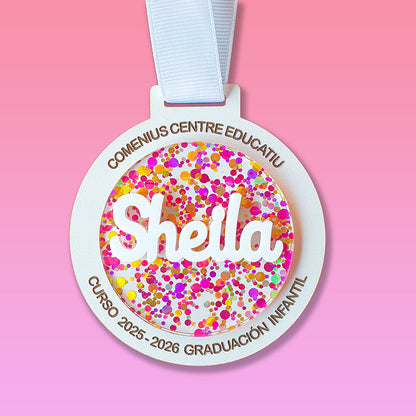 Medallas Graduación Confeti Personalizadas nombre