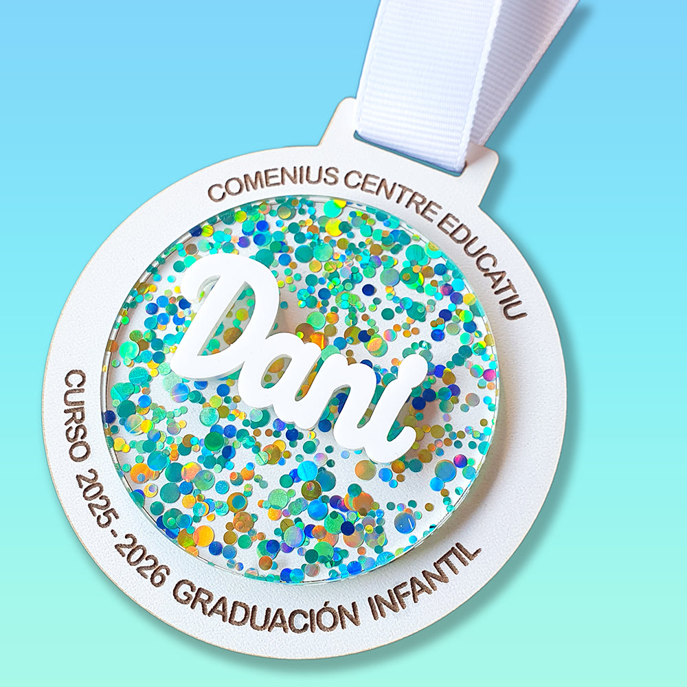 Medallas Graduación Confeti Personalizadas nombre