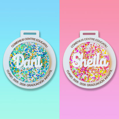Medallas Graduación Confeti Personalizadas nombre
