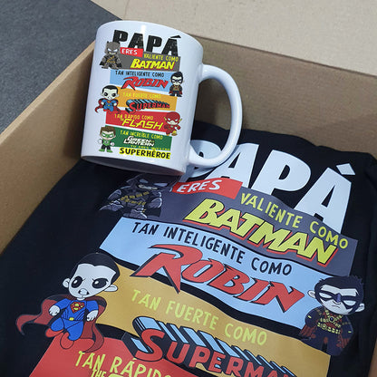 Pack Camiseta de Superhéroes y Taza para el Día del Padre