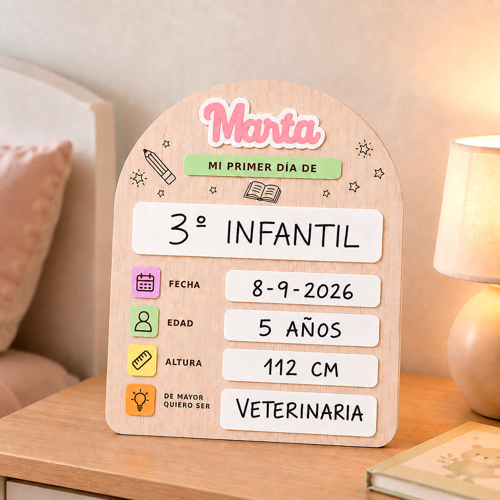 Placa personalizada para el primer y último día de cole