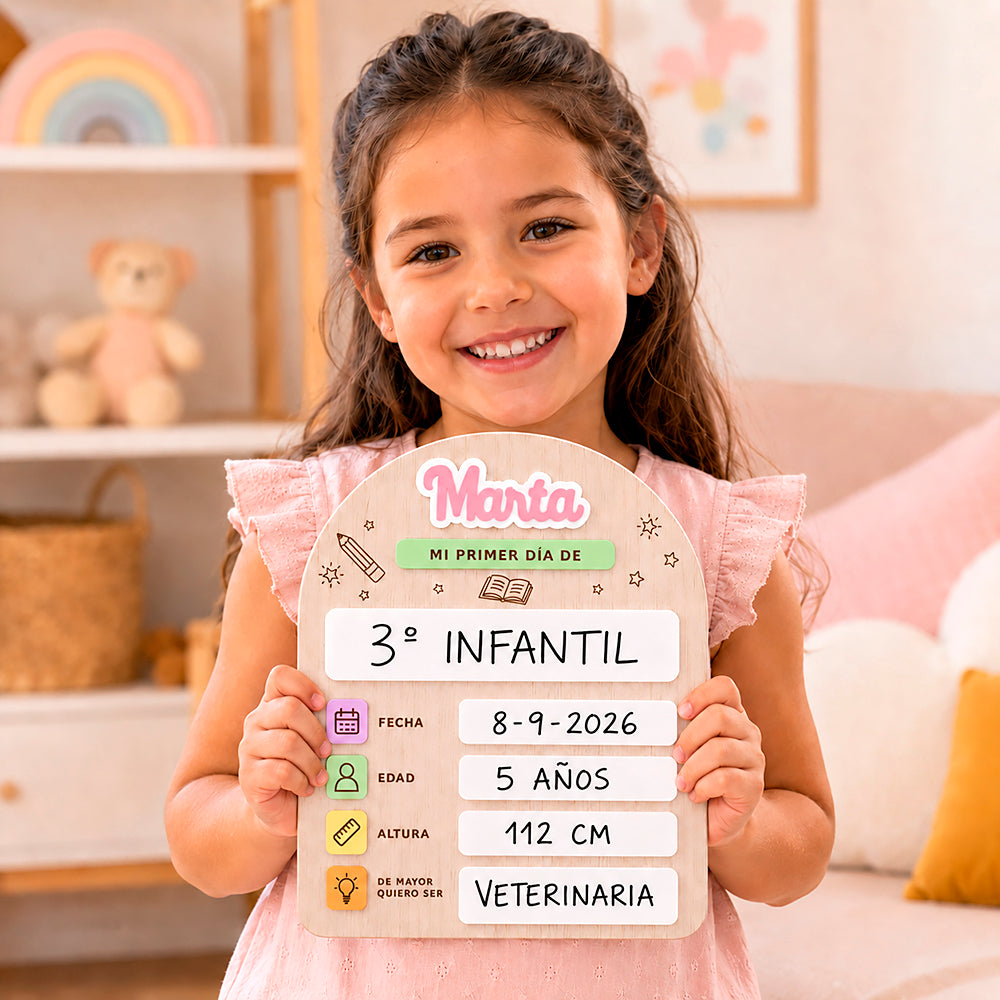 Placa personalizada para el primer y último día de cole
