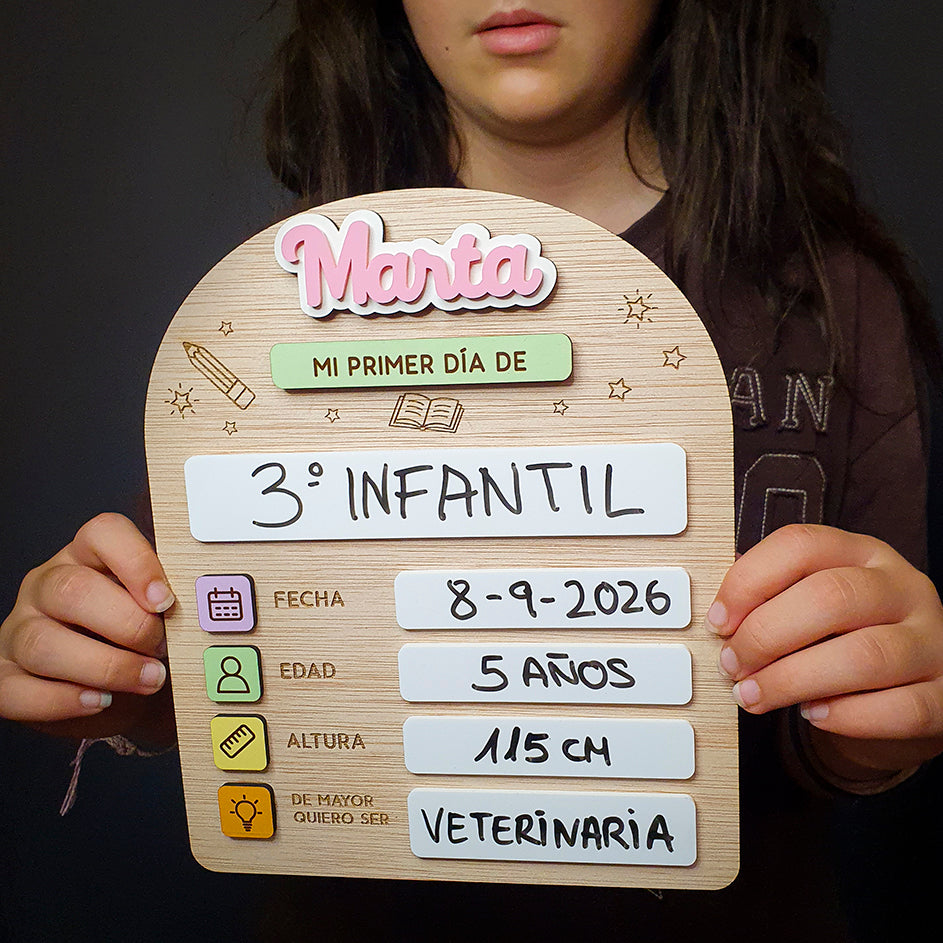 Placa personalizada para el primer y último día de cole