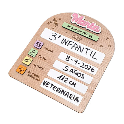 Placa personalizada para el primer y último día de cole