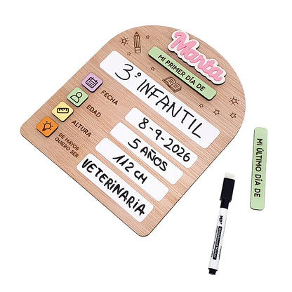 Placa personalizada para el primer y último día de cole