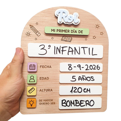 Placa personalizada para el primer y último día de cole