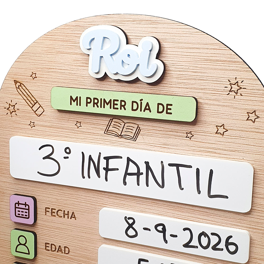 Placa personalizada para el primer y último día de cole